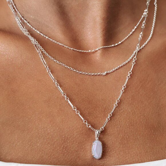 Kendra Scott Elisa Triple Adjustable Length Strand Necklace in Lilac/Silver - Picture 2 of 7